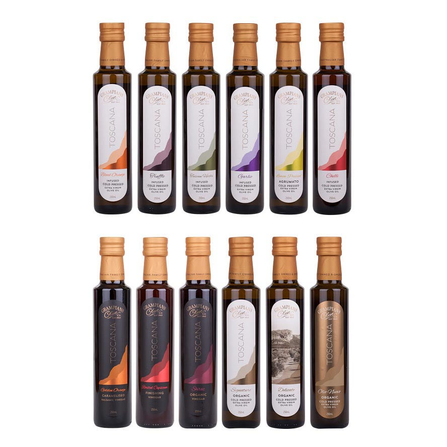 Set of olive oil bottles on a white background