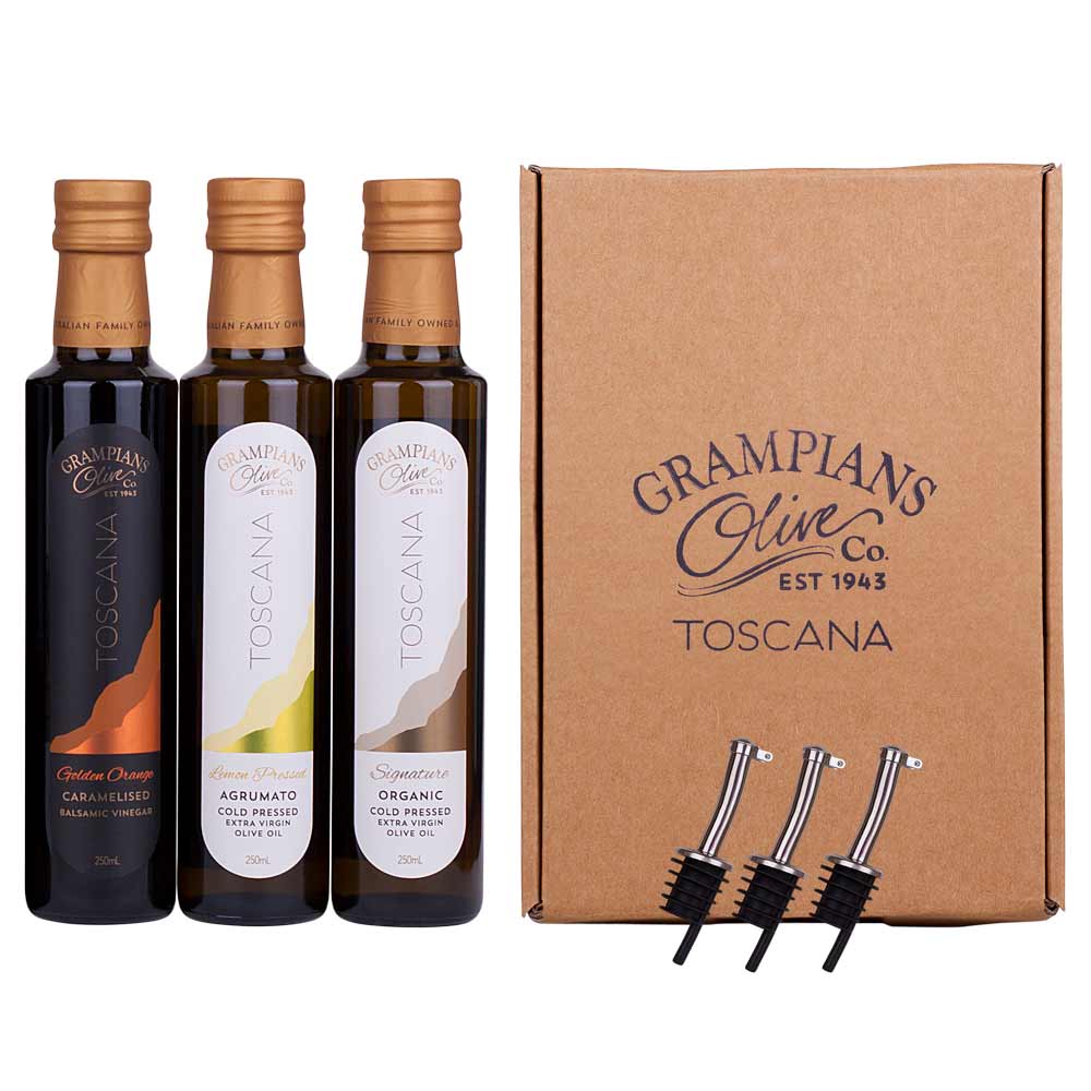 3 x 250ml organic olive oil and vinegar gift set