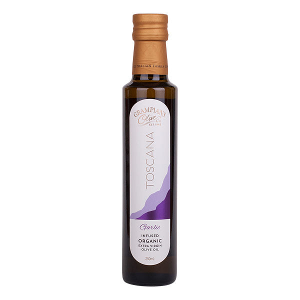 Garlic infused organic cold pressed extra virgin olive oil 