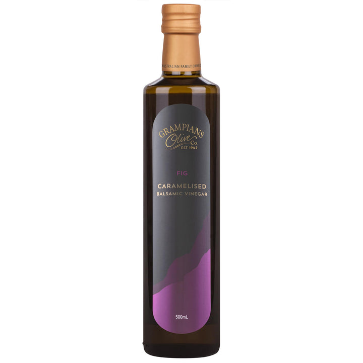 Front of Grampians Olive Co Australian Made Fig Caramelised Balsamic Vinegar 500ml bottle.