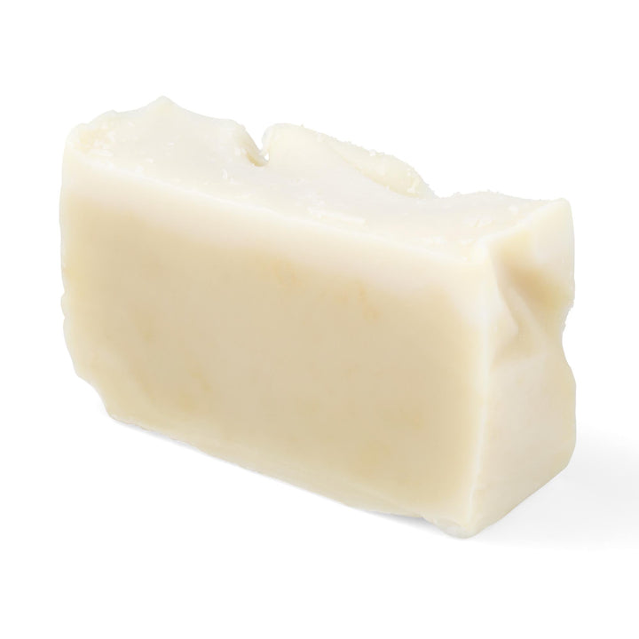 Olive oil based shampoo bar on a white background